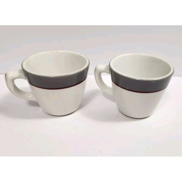Vintage Jackson Custom China Mug Set Of Two White With Gray & Red  See Pics - Picture 1 of 13